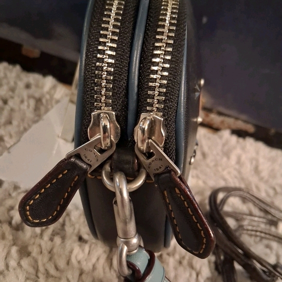 Coach X NASA Black Crossbody Bag Wristlet Double Zip 10332 - Picture 7 of 11